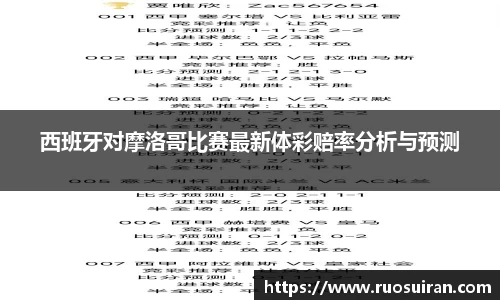 西班牙对摩洛哥比赛最新体彩赔率分析与预测